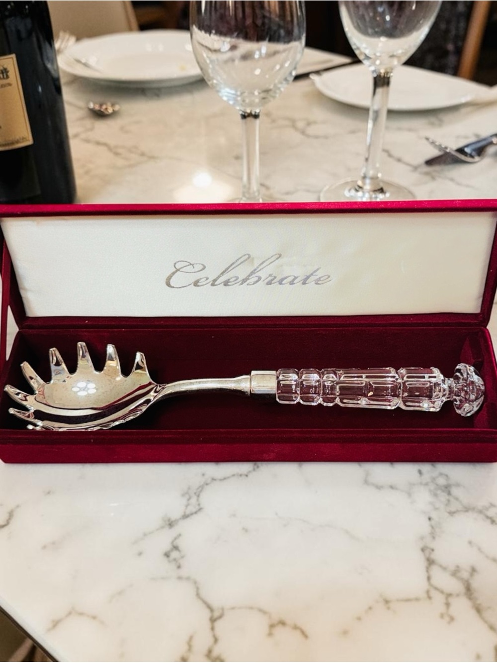 😎3/$20‼️Vintage NIB Crystal Handle Spaghetti Server – Silver Plated - Picture 3 of 17